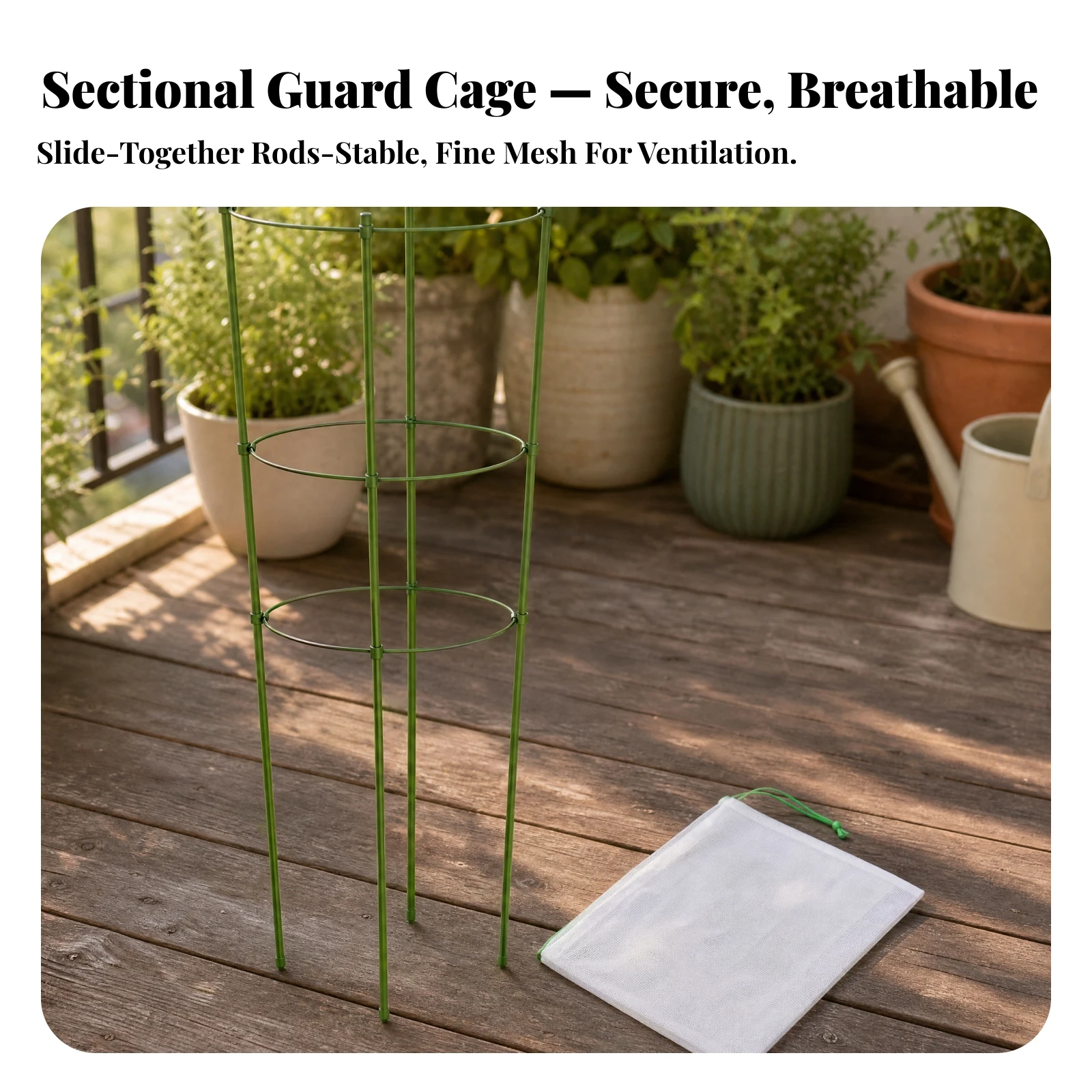 2 Pieces Mesh Plant Cover with Support Frame Easy to Install Plant Cage with Mesh Bag Garden Accessory Tall for Gardeners