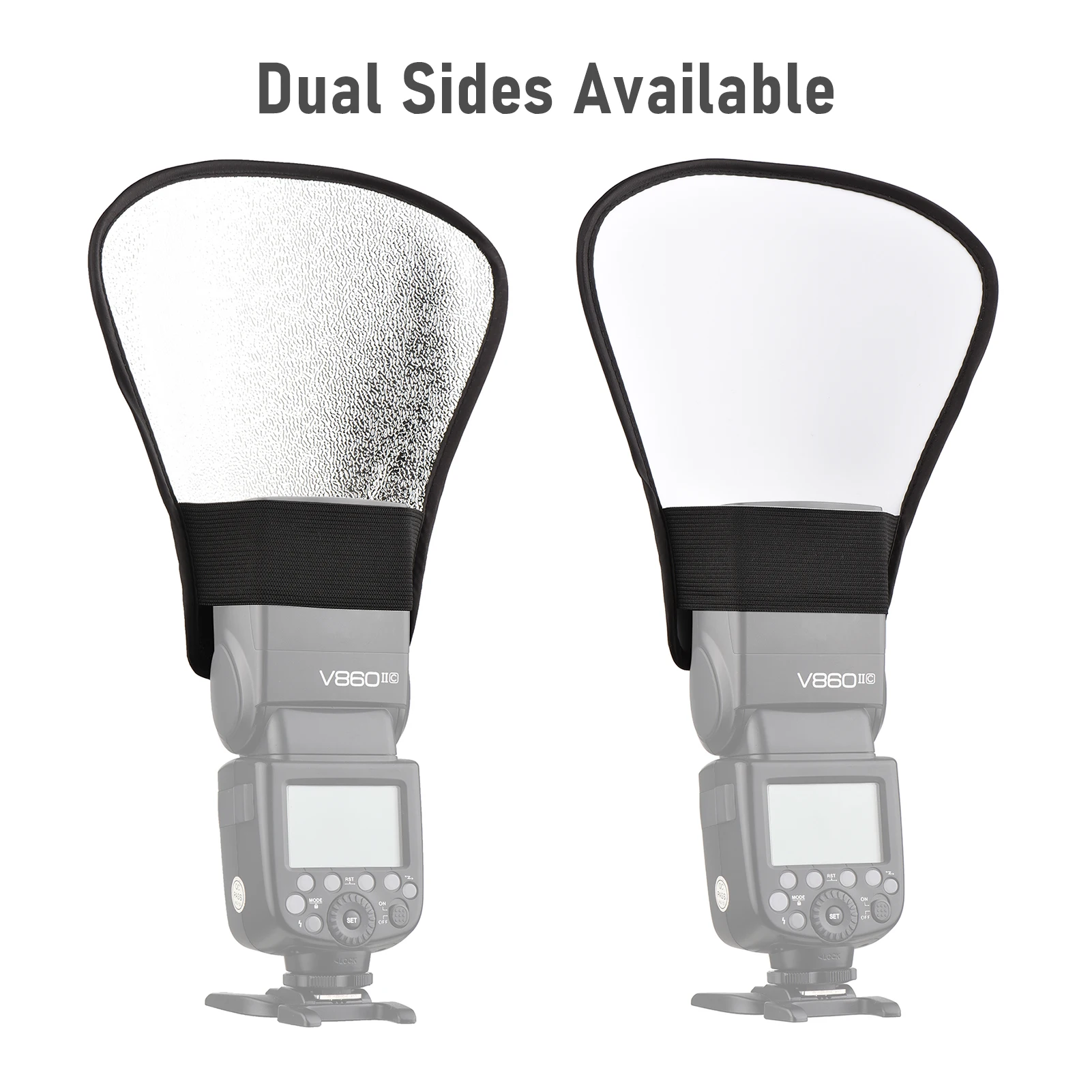 Portable Universal Camera Flash Reflector Speedlite Bounce Diffuser Board with Silver & White Reflective Surface Replacement