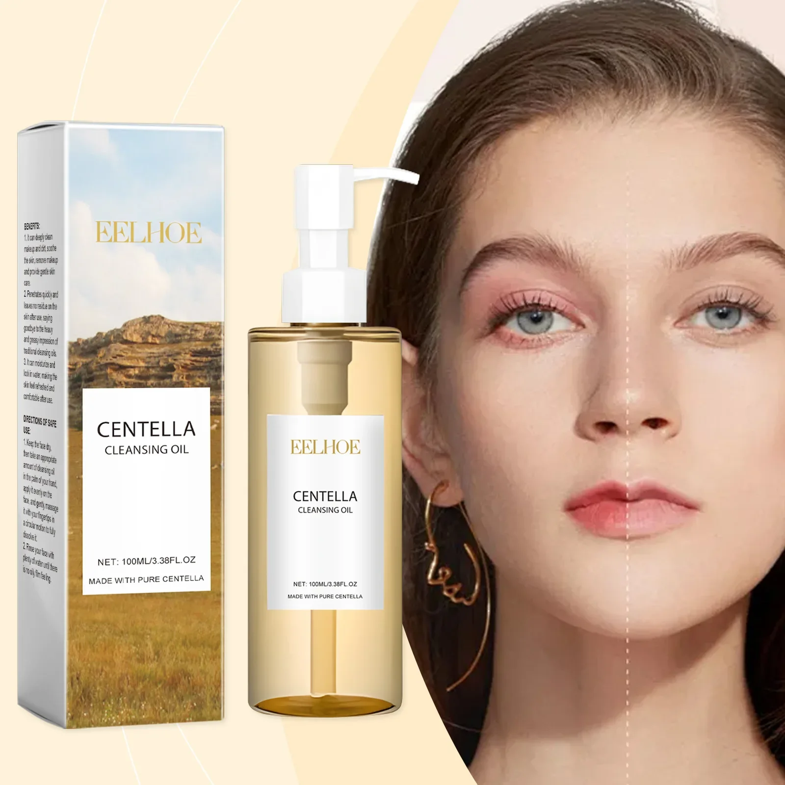 

Centella Asiatica Light Cleansing Oil for Sensitive Skin Refreshing and Gentle Cleansing Facial ,Eye and Lip Makeup Remover