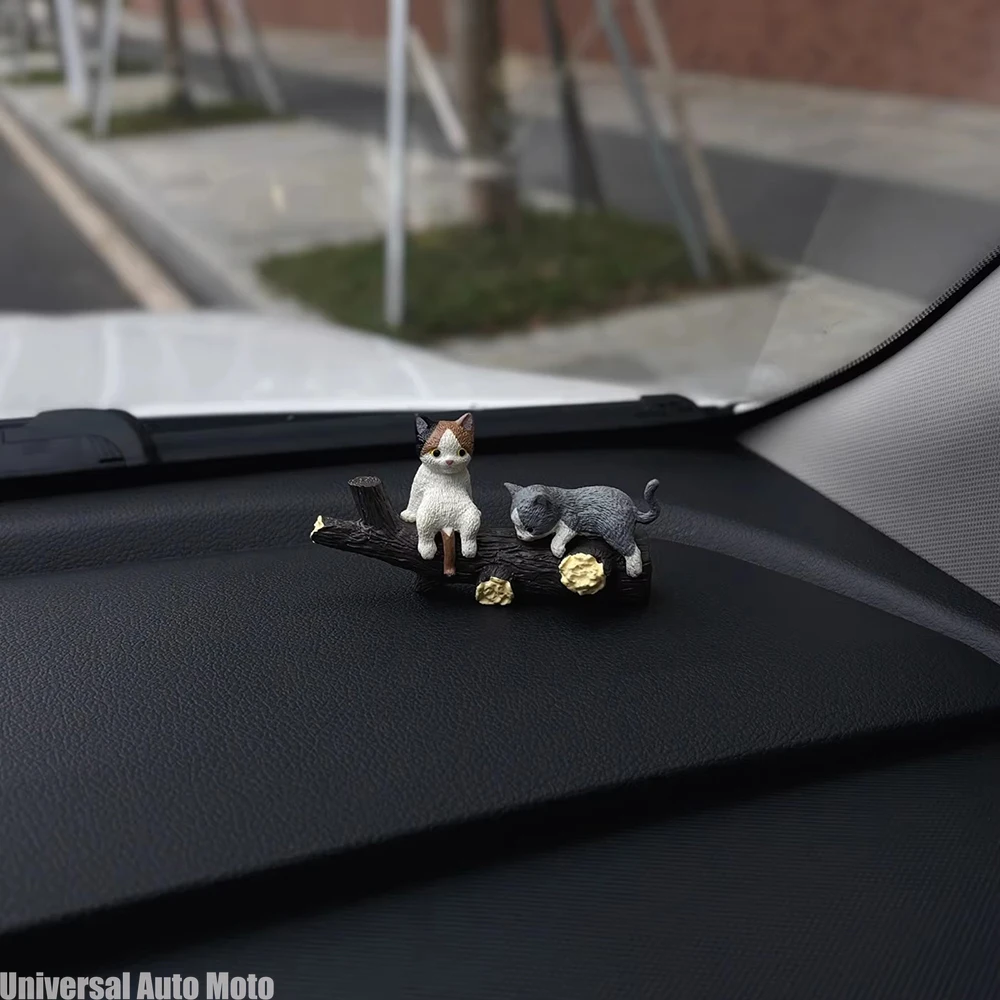 Figurine Car Cats Ornaments Center Console Decoration Sleeping Kitten Dashboard Screen Rearview Ornaments Figurine Car Ornaments