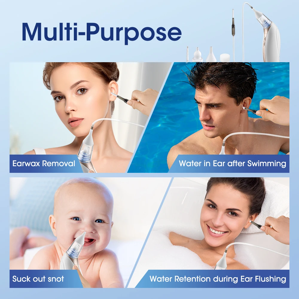 

Portable Electric Earwax Removal Kit Painless Earwax Vacuum Suction Remover Ear Nose Cleaning Earspoon for Adults Children