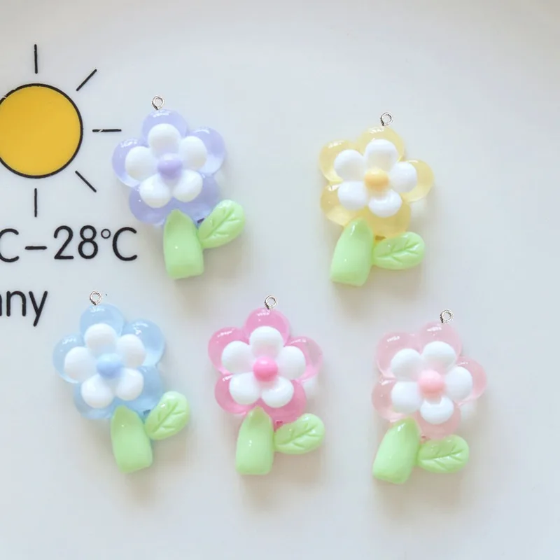 10Pcs Transparent Flower Resin Pendants Clothing Shoes DIY Charms for Jewelry Earrings Bracelets Key Chain Making Accessories