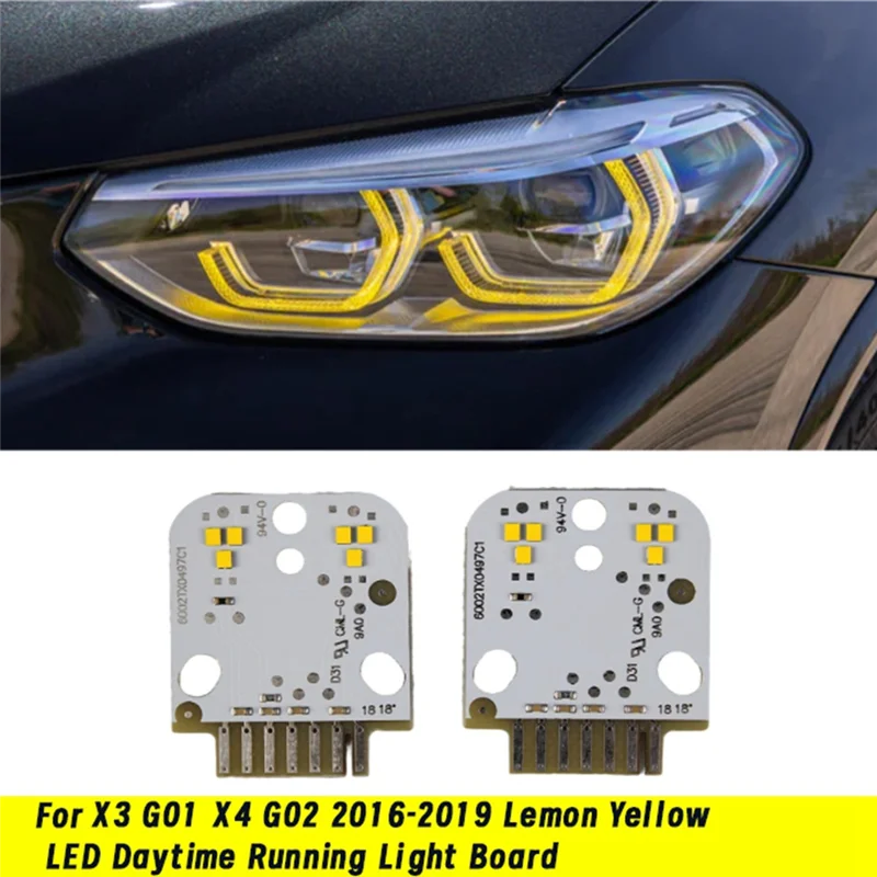 

2 шт. чип светодиодной платы фары 63117466107 для BMW X3 G01 X4 G02 2016-2019 лимонно-желтый светодиодный дневные ходовые огни-A28K