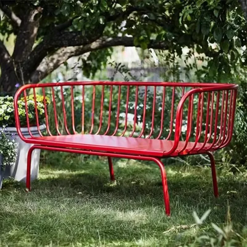 

Outdoor galvanized pipe wrought iron seat outdoor leisure chair courtyard garden chair balcony back chair villa outdoor bench