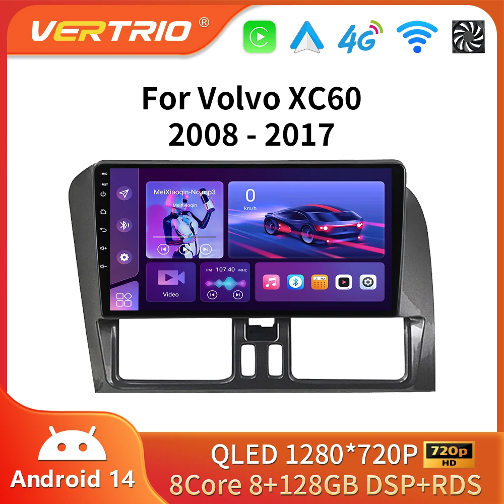 Android 16 For Volvo XC60 2007 2010 2013 2014 2017 QLED Stereo Car Radio Multimedia Video Player GPS 4G  CarPlay 2 Din Autoradio