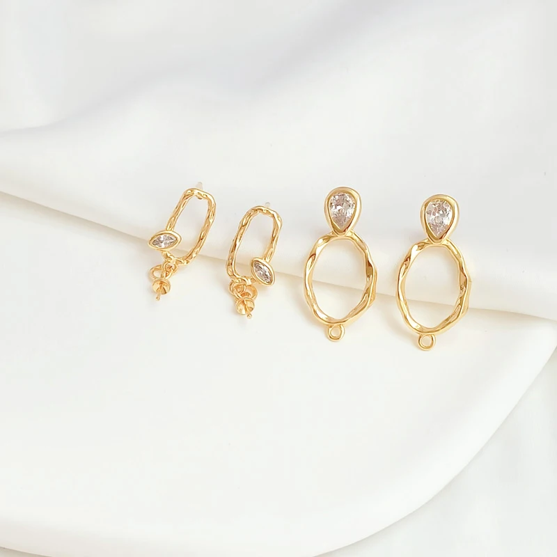 1 par de cobre folheado 14k incrustado zircão irregular oval cavalo olho gota brincos diy faz moda jóias acessórios materiais