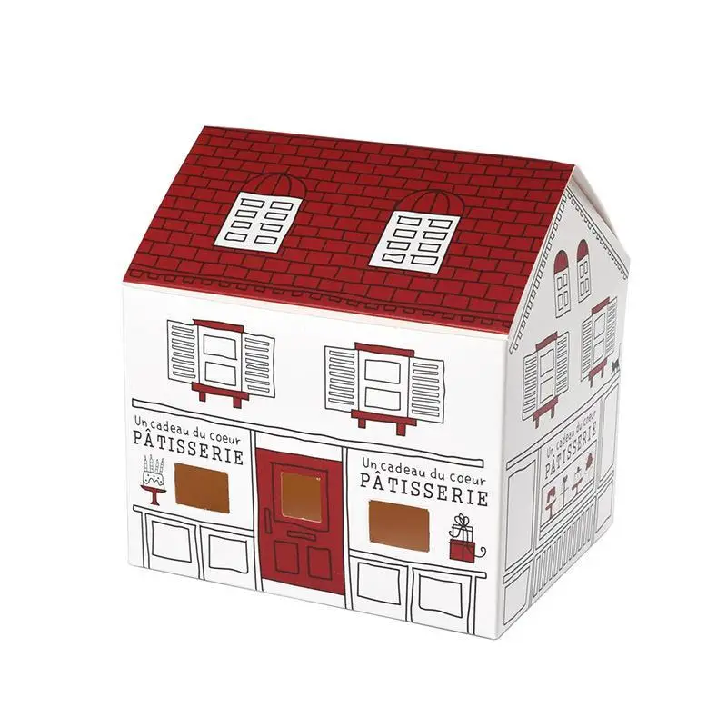 10Pcs Soap Candle Cookie Candy Little Gift Packaging Red Gift House Paper Box Christmas Wedding Favors Gifts Decor