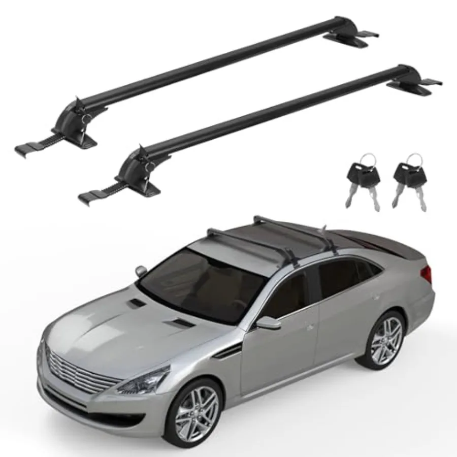 

Universal Car Roof Rack w AntiTheft Lock110cm 43 Aluminum Alloy Heavy Duty Rooftop Cargo Carrier Luggage Holders Brackets Cross