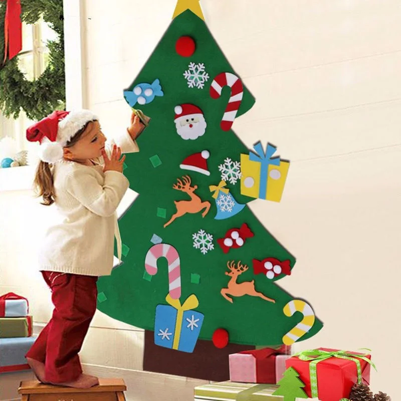 Sneeuw Kerstboom Diy Man Vilt Speelgoed Drukke Plank Deur Muur Ornament Kerstversiering Geschenken Baby Montessori Speelgoed