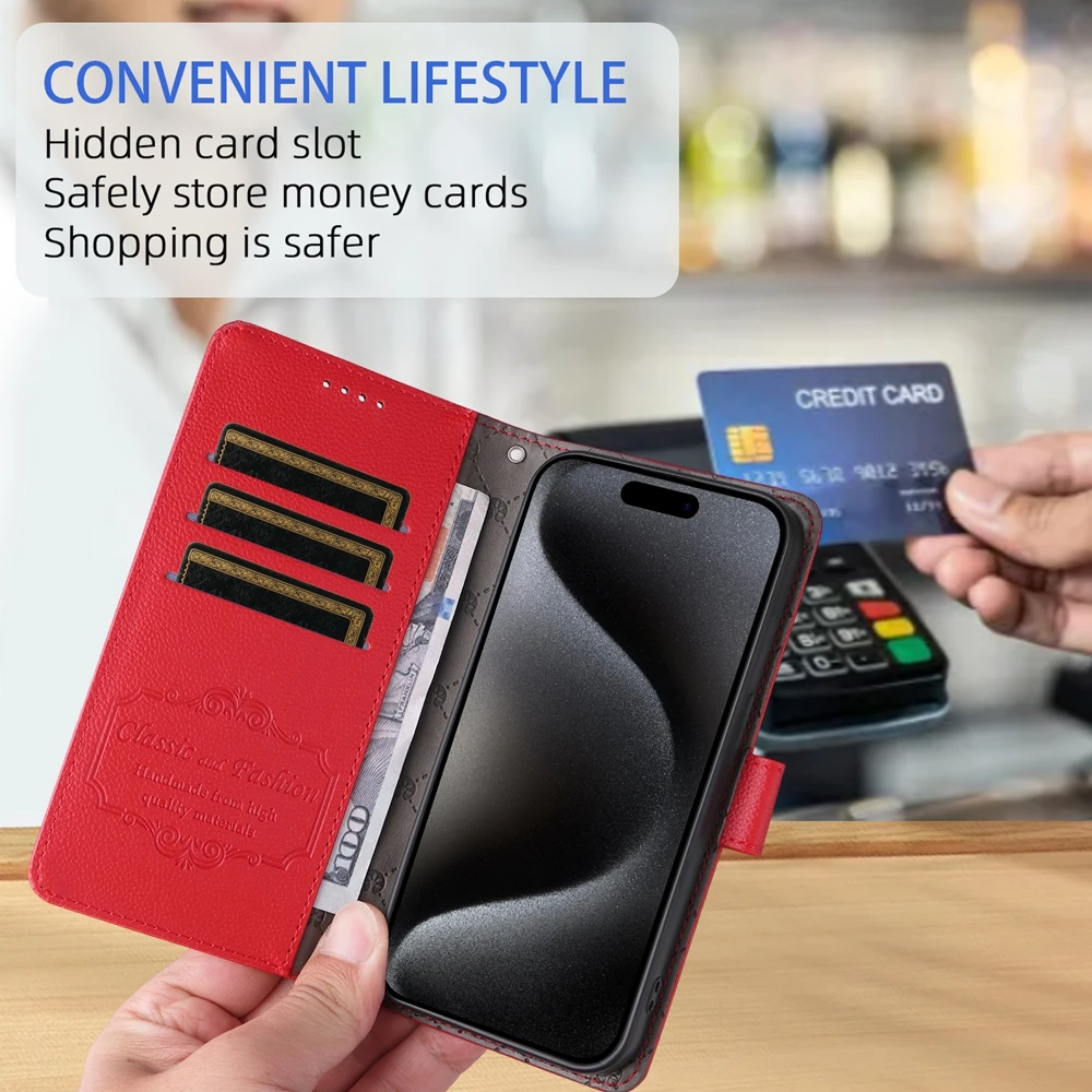 RFID-blockierende Brieftaschenhülle für Samsung Galaxy A05 A05S A06 A13 A14 A15 A16 A22 A23 A24 A25 A32 A33 A34 A35 A36 A54 A55 A56 Cover – Detail 16