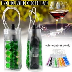 Wine Chills Bag Portable Ice Bag Sturdy  Water-tight Reusable Foldable Wine Chiller Ice Plastic Bag Wine Cooler With Handle