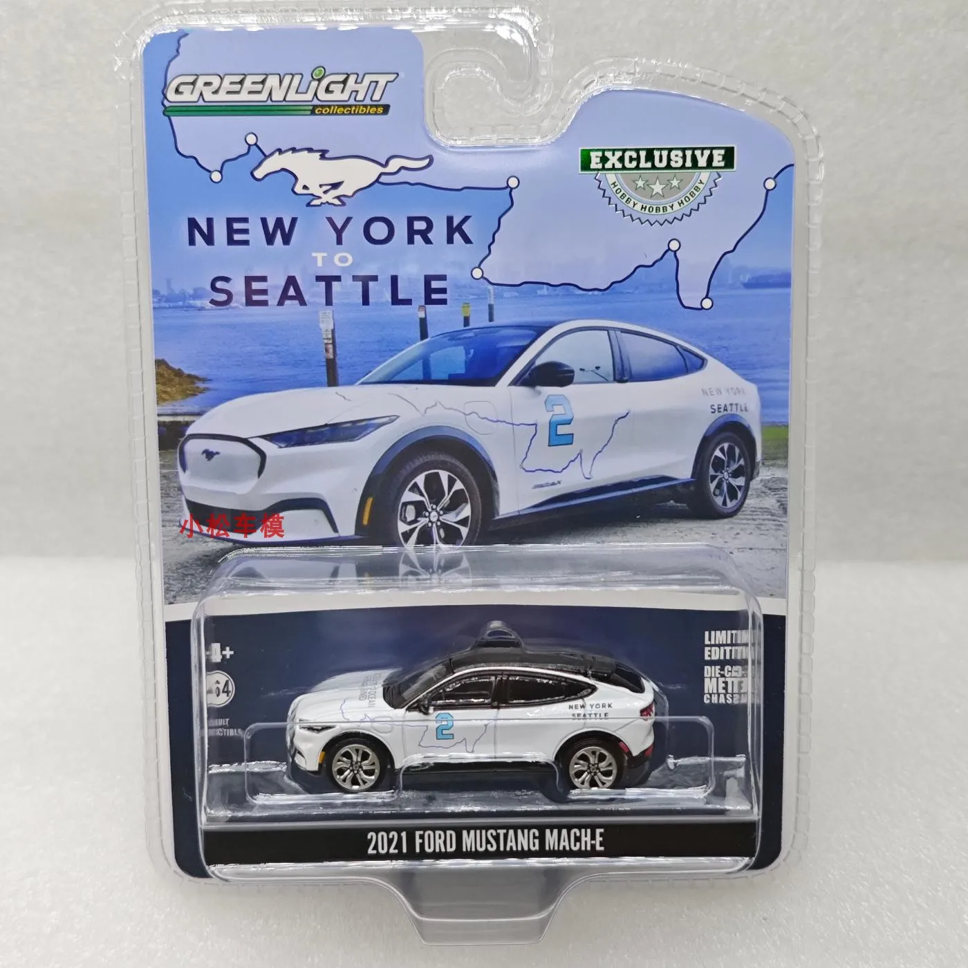 GreenLight 1:64 2021 Ford Mustang Mach-E New York to Seattle Transcontinental Trip 30438 Diecast Alloy Car Model Collectible