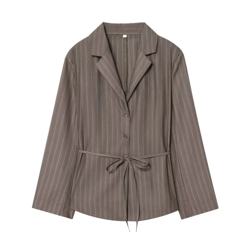 Women High Waist Pant Set Two Piece Blazer with Shoulder Pads and Belt Double Pleat Trousers with Flaps 2 Piece Set Women Outfit