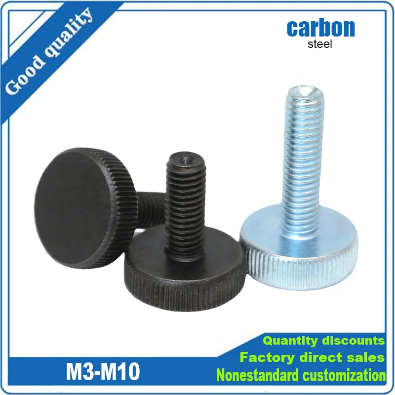 1/10pcs M3 M4 M5 M6 M8 M10 GB835 Knurl Flat Head Hand Tighten Thumb Screw Curtain Wall Glass Thumb Bolts Adjust Toolless DIN653
