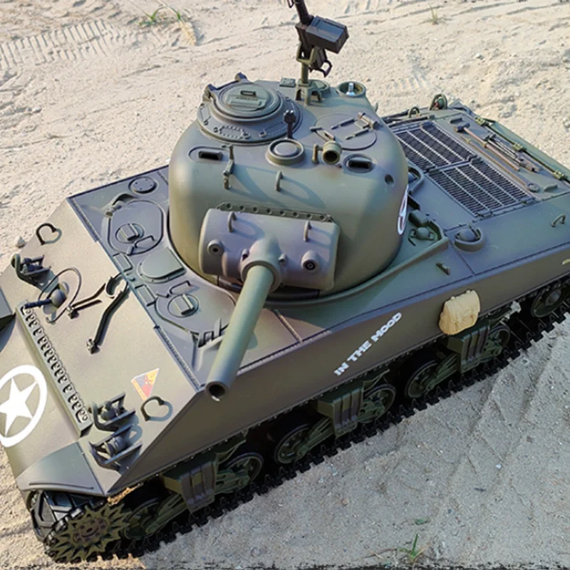 3898 Henglong Kubing Xie Sherman M4a3 Remote Control Tank Multi-Functional Competition Battle Tank Model Suitable For Boys Toys