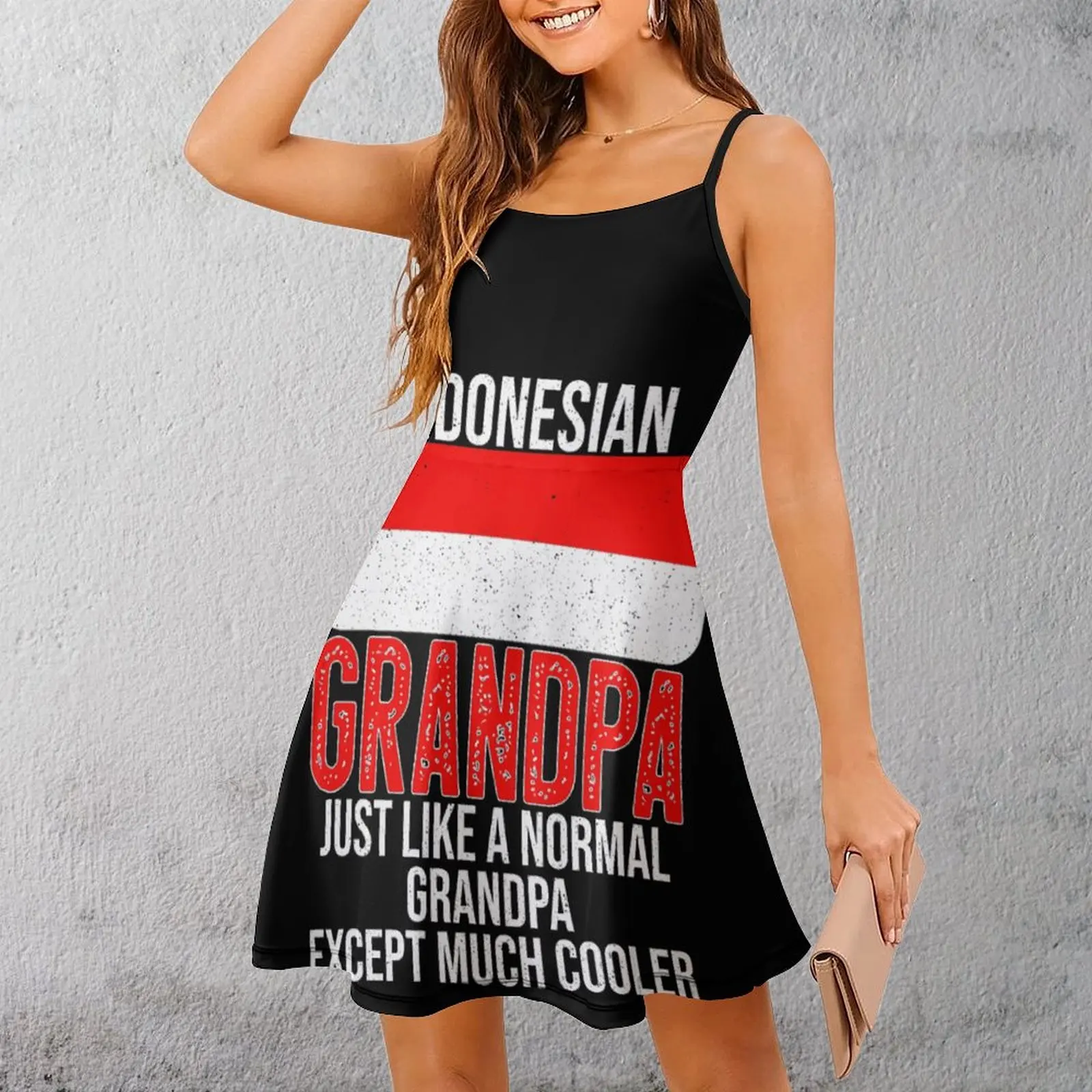 Indonesian Grandpa Indonesia Flag For Father's Day Hot Sale Sexy  Woman's Dress Women's Sling Dress Graphic  Parties Dresses