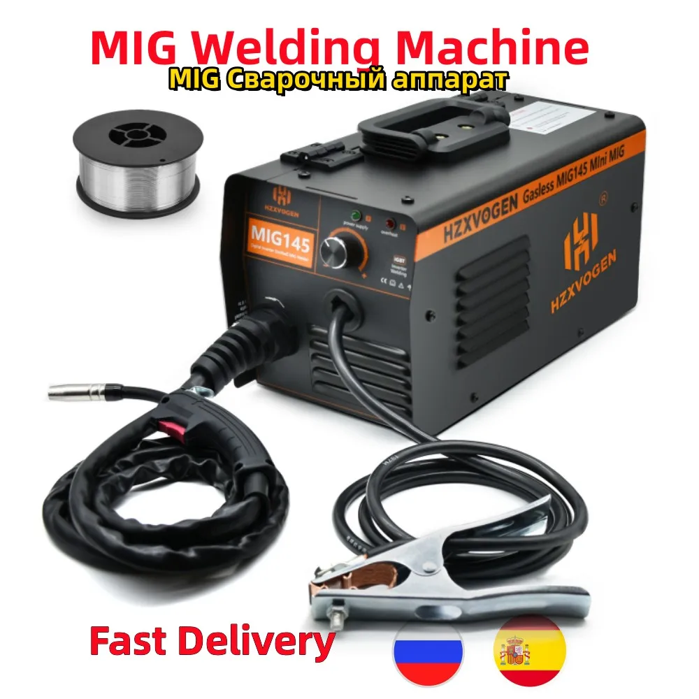 HZXVOGEN MIG145 220V MIG Welding Machine Mig Gasless Semi-automatic Welding Machine Iron Soldering Portable for Home Welder