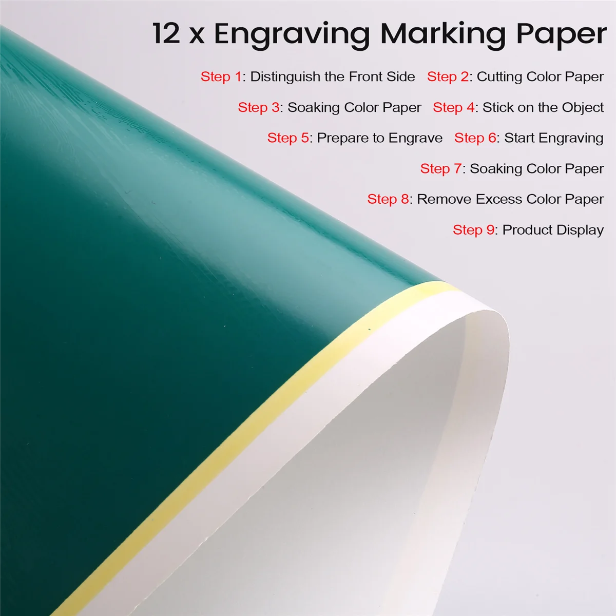 A56XQ 12PC Engraving Marking Paper for CO2 Fiber Laser Engraver CNC Cutting Machine