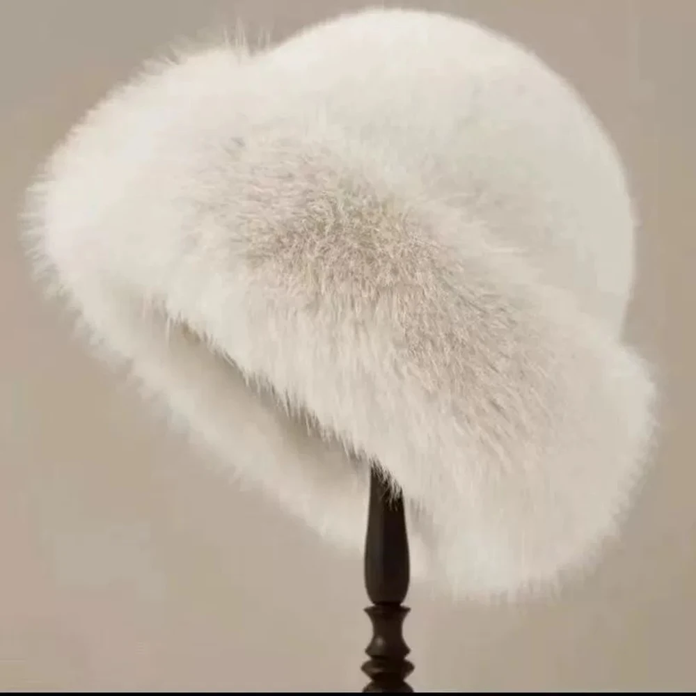 New Fluffy Fur Bucket Hat For Women Plush Fisherman Hat Warm Women's Winter Hat Thicken Cold Snowy Day Panama Cap Chrismas Gifts