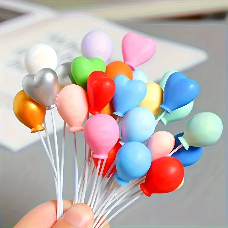 12 Stück Miniatur-Ballonanhänger aus Kunstharz, gemischte Farben, Spielzeughauszubehör, perfekt für Mini-Spielzeughäuser, Mikromodell-DIY-Deko-Requisite