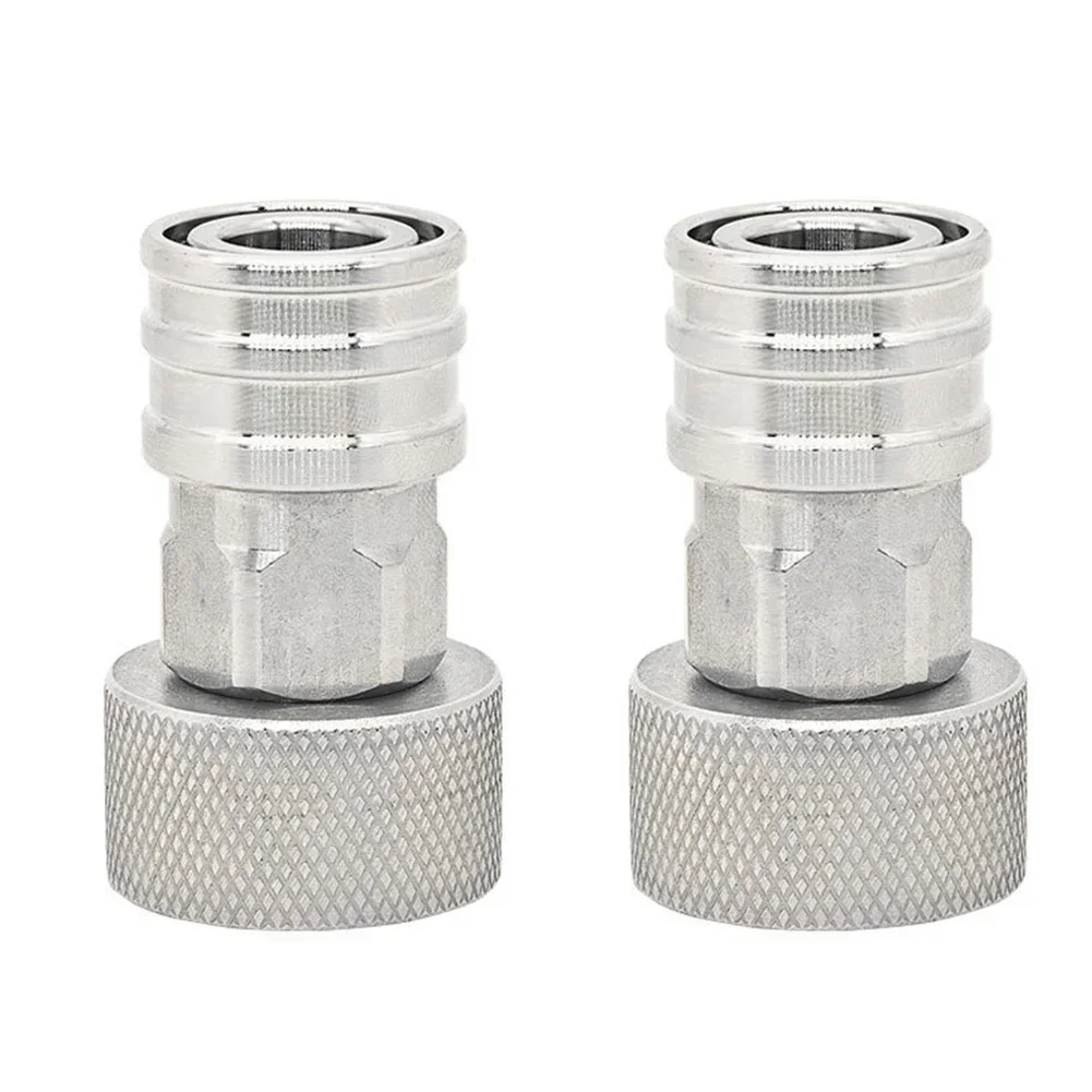 

2pcs Stainless Steel 1/4 Female Garden Hose Fittings 3/4 Adapter 3/4 GHT To 1/4 Quick Connect Convert Water Hose To Washer