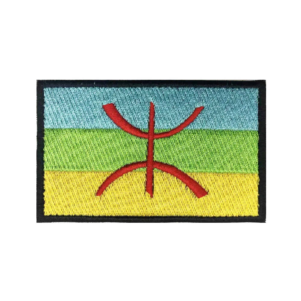 Berber nord Africa Flag Patch fascia da braccio ricamata Patch Hook & Loop Iron On ricamo Badge Military Stripe