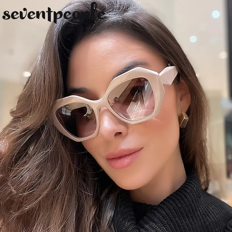 Oversized Irregular Sunglasses Women 2022 Luxury Brand Designer Unique Polygon Sun Glasses for Men Fashion Big Frame Sunglass