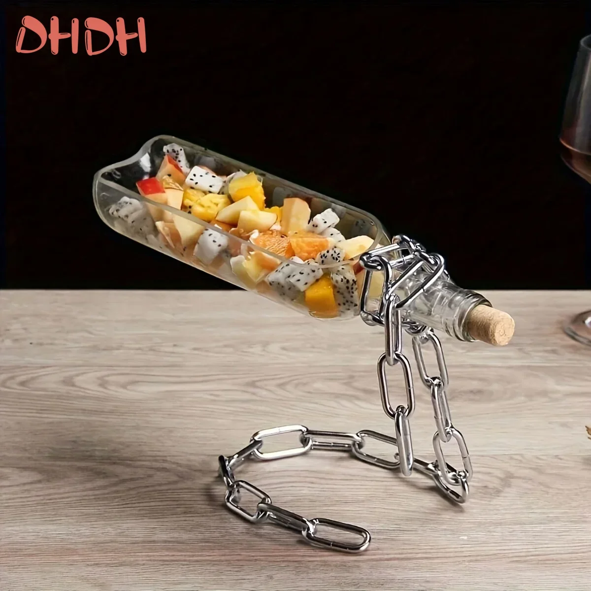 Iron Chain Wine Bottle Holder Hanging Display Rack Kitchen Storage Home Desktop Decoration for Wine Enthusiasts