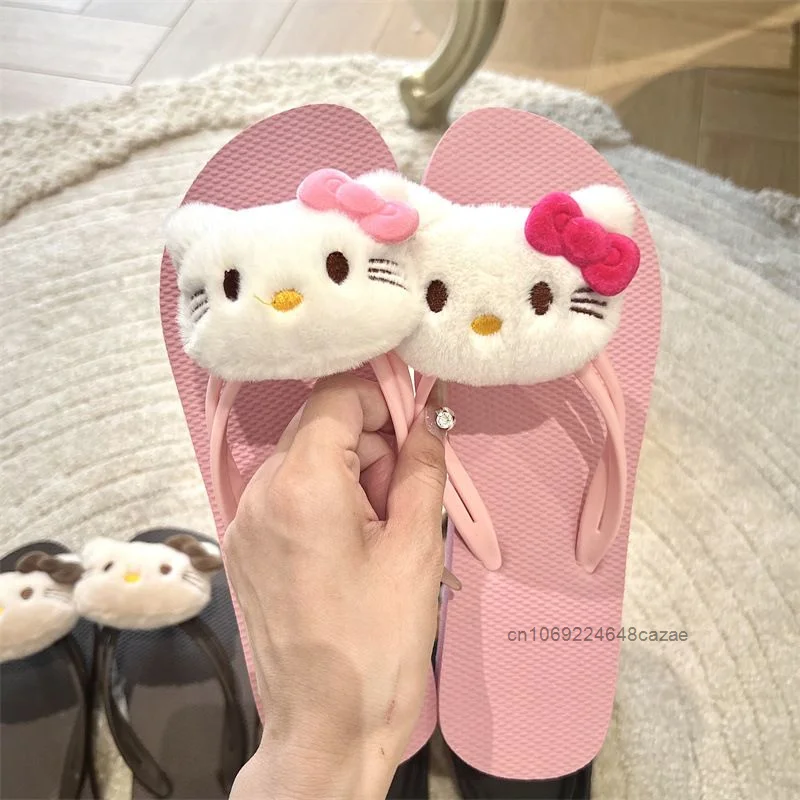 Sanrio Hello Kitty Cute Flip flop donna Summer Fashion Trend Beach pantofole Outdoor stile giapponese Y2k Girl scarpe antiscivolo muslimb