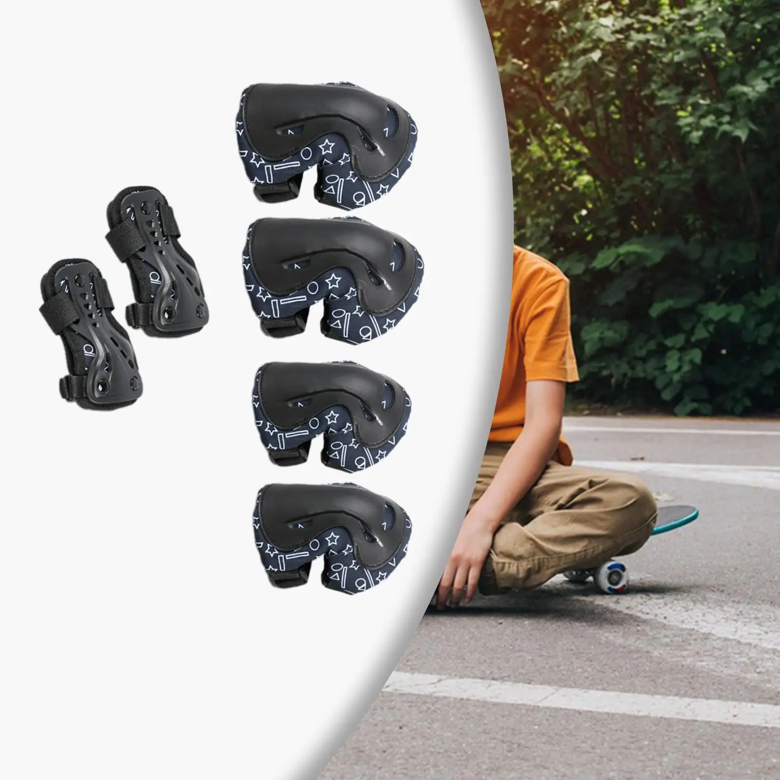 Lightweight Children Protective Gear Set with Knee Pads Elbow Pads Wrist Pads for Roller Skating Skateboarding Riding Scooter