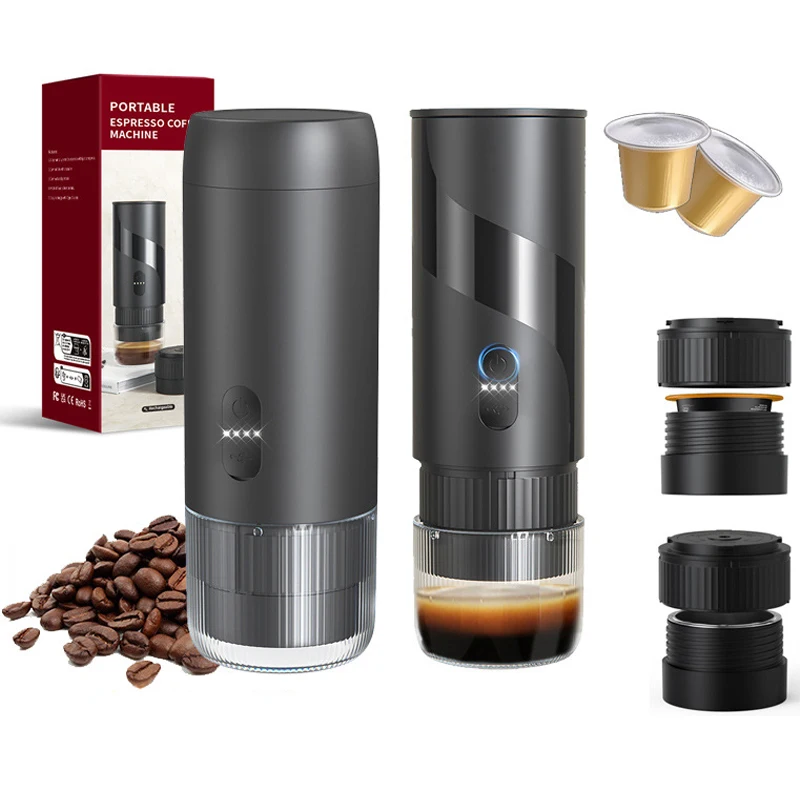 

Portable Espresso Machine 2-in-1 Capsule & Ground Coffee Rechargeable Electric Coffee Maker for Outdoor Office Travel Camping