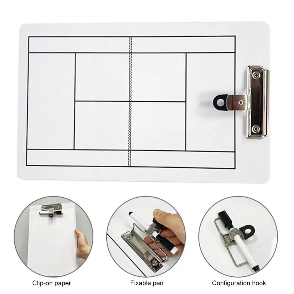 

Tennis Board Dry Erase Tennis Board Double-sided Tennis Coaching Clipboard with Marker Pen Dry Erase White for Training for Game