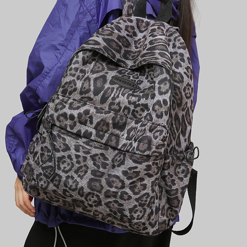 Travelling Bag Leopard Printing Woman Backpack School Book Bags for Teenage Girls Female College Students Lady Leisure BagPack