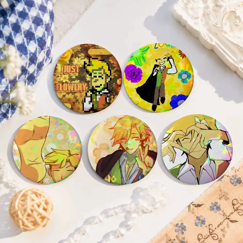 D-Deltarune Flowery Pins    32/44/58MM Customizable Button Pins Cute Funny Creative Badge Jewelry Decor Gifts For Friends