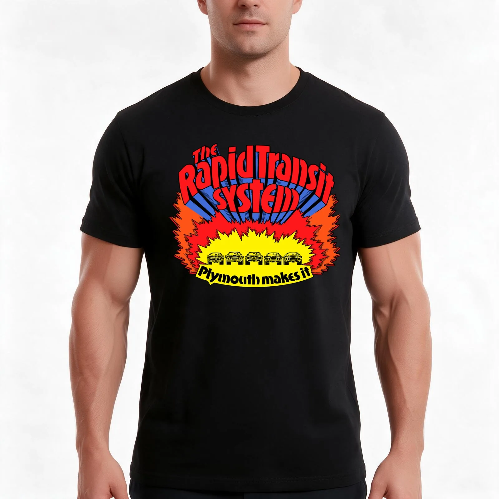 Rapid Transit System T-Shirt, Summer Casual Cotton Tee, Oversized Streetwear Tops, Vintage Graphic Print, Loose Fit Short Sleeve