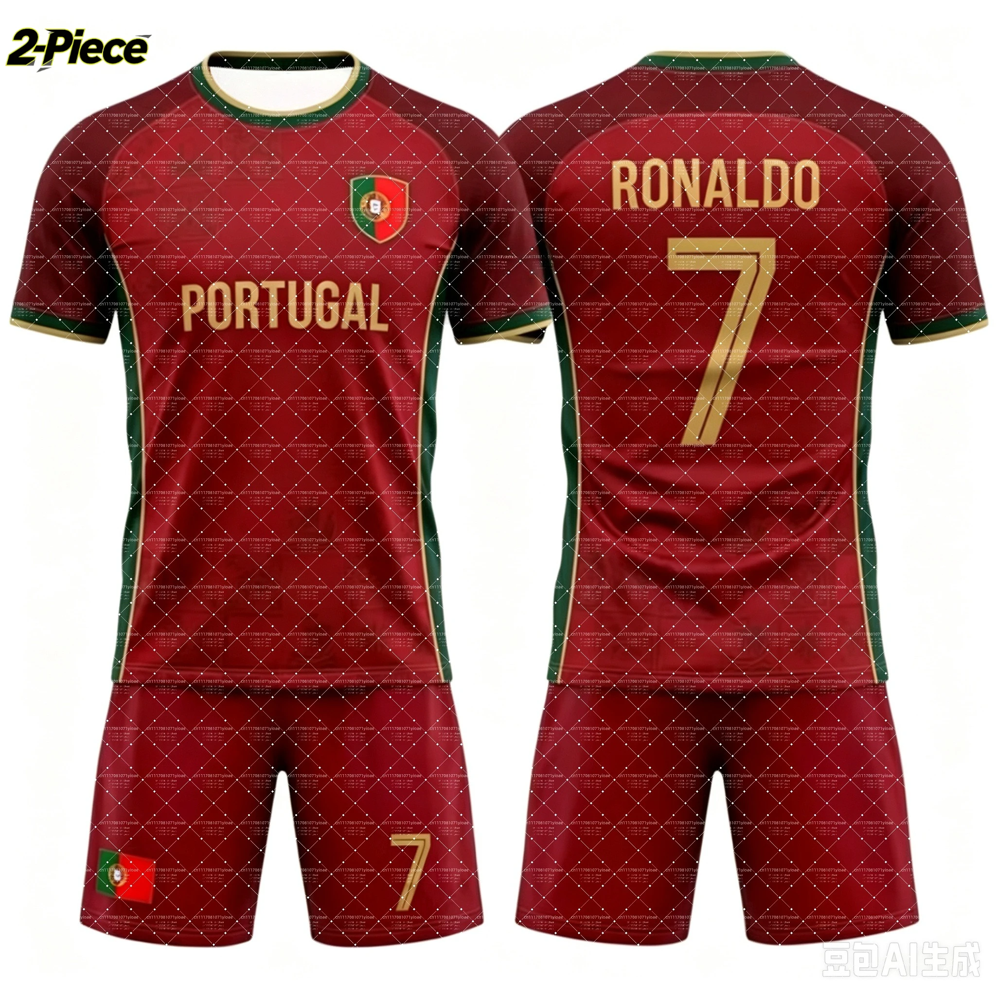 2026 Spezielles Ronaldo 7 Fußball-Trikot-Set mit T-Shirt und Shorts, Einzelnes Oberteil Verfügbar, Harajuku Shirt-Shorts-Set Kinder-Trainingsanzug 2-teiliges Set – Detail 5