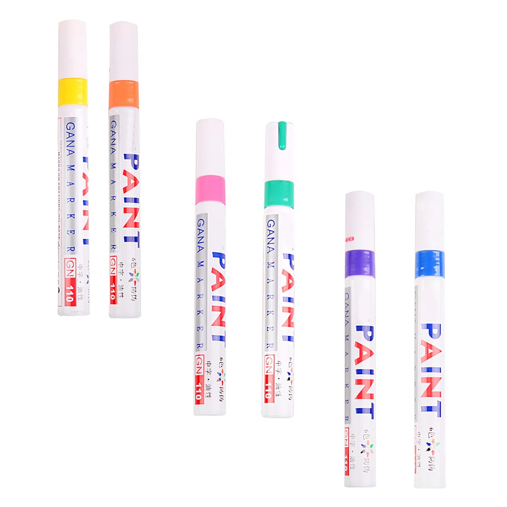 

6 Pcs Paint Colored Markers Pens Home Oil Industrial Plastic Painting Graffiti Use Office