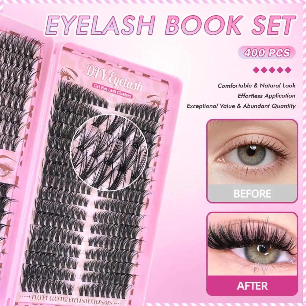 Eyelash Book Set Segmented Cluster Large Capacity False Eyelashes Thick Curly Natural DIY Lashes 40P 60P 80P Curl Lash Extension
