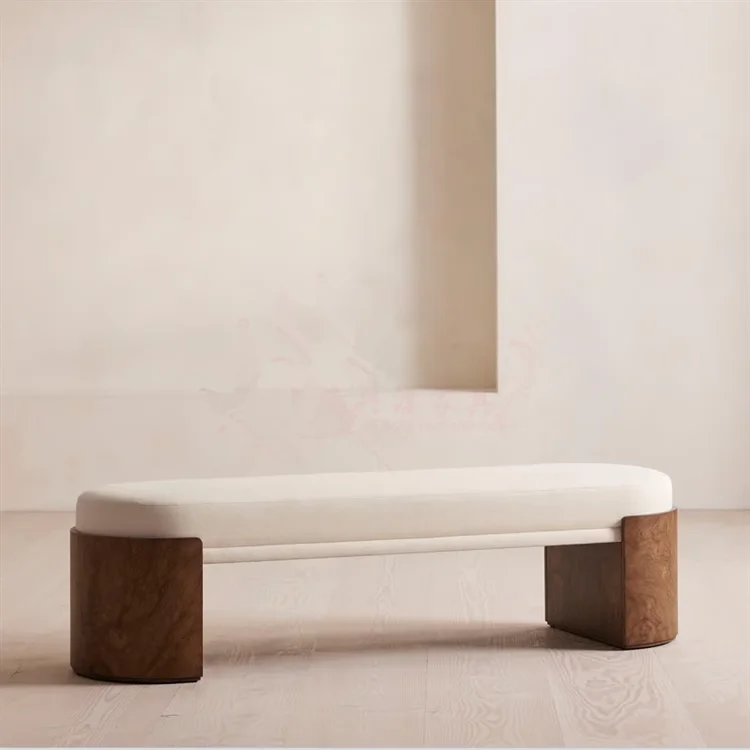 Solid wood fabric bench living room sofa stool bedroom bedside stool cloakroom shoe changing stool rest