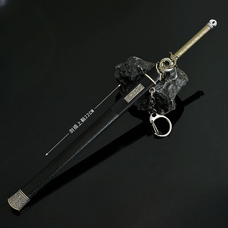 22 cm/8.66in Film en TV Perifere Xiao Qiushui Lange Lied Zwaard Met Schede Sleutelhanger Wapen Model Metal Craft jongen Hanger Gift