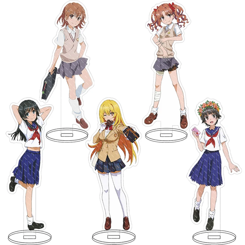 Figurine Anime 16CM A Certain Scientific Railgun ‌   Ornements en acrylique Misaka Mikoto Shirai Kuroko Uiharu Kazari Cos, cadeaux