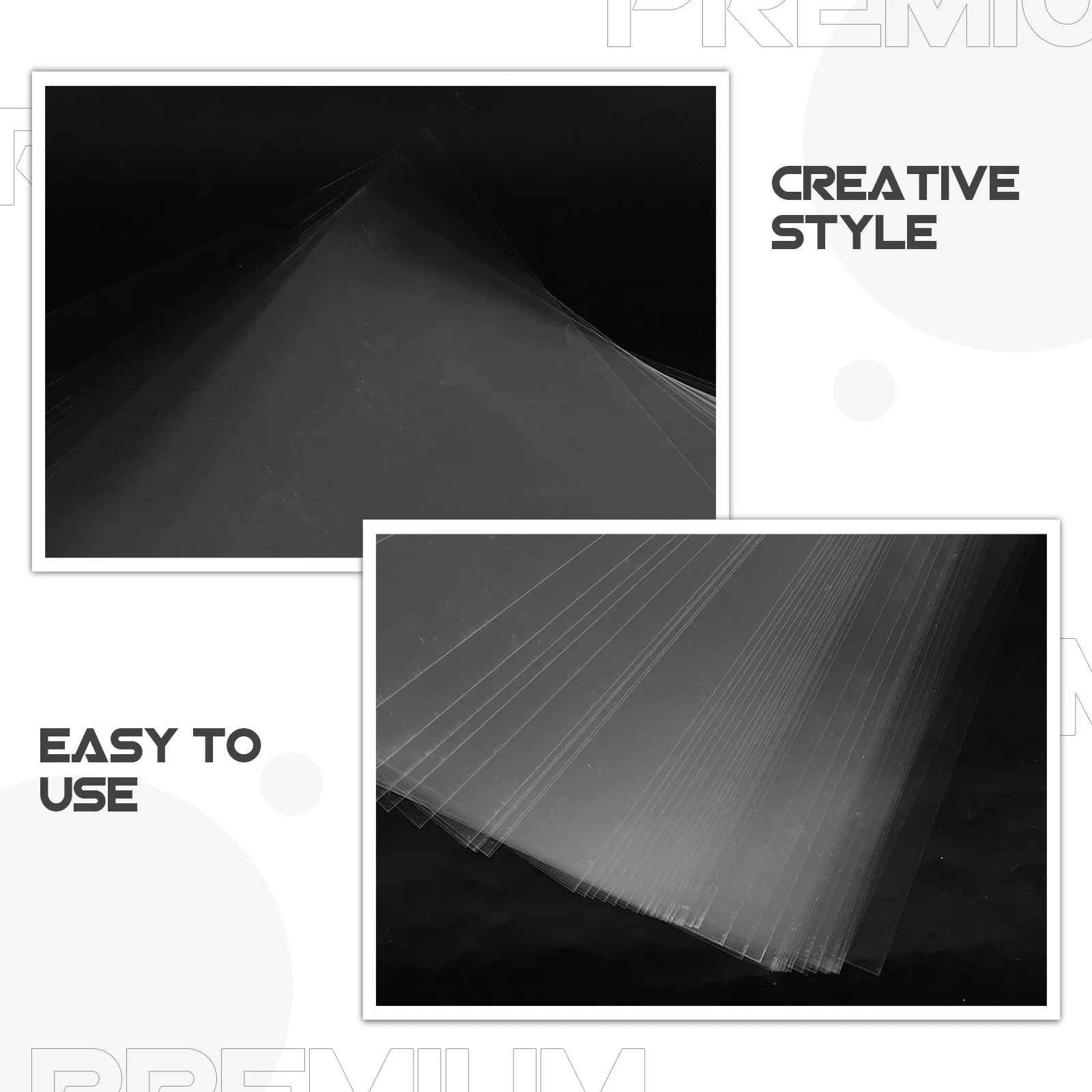 50Pcs Clear Pet No Hole Binder Plastic Pages Double-Sided Release Film Sheets DIY Planner Binder Refill Sticker Tape Sample