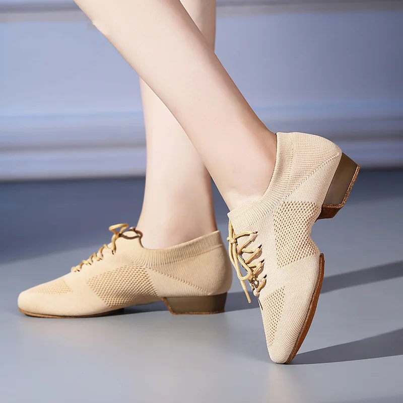 Jazz Dance Shoes Woman Closed Toe Split-Sole Standard Practice Social Salsa Ballroom Latin Beginner Teaching Dance Shoes