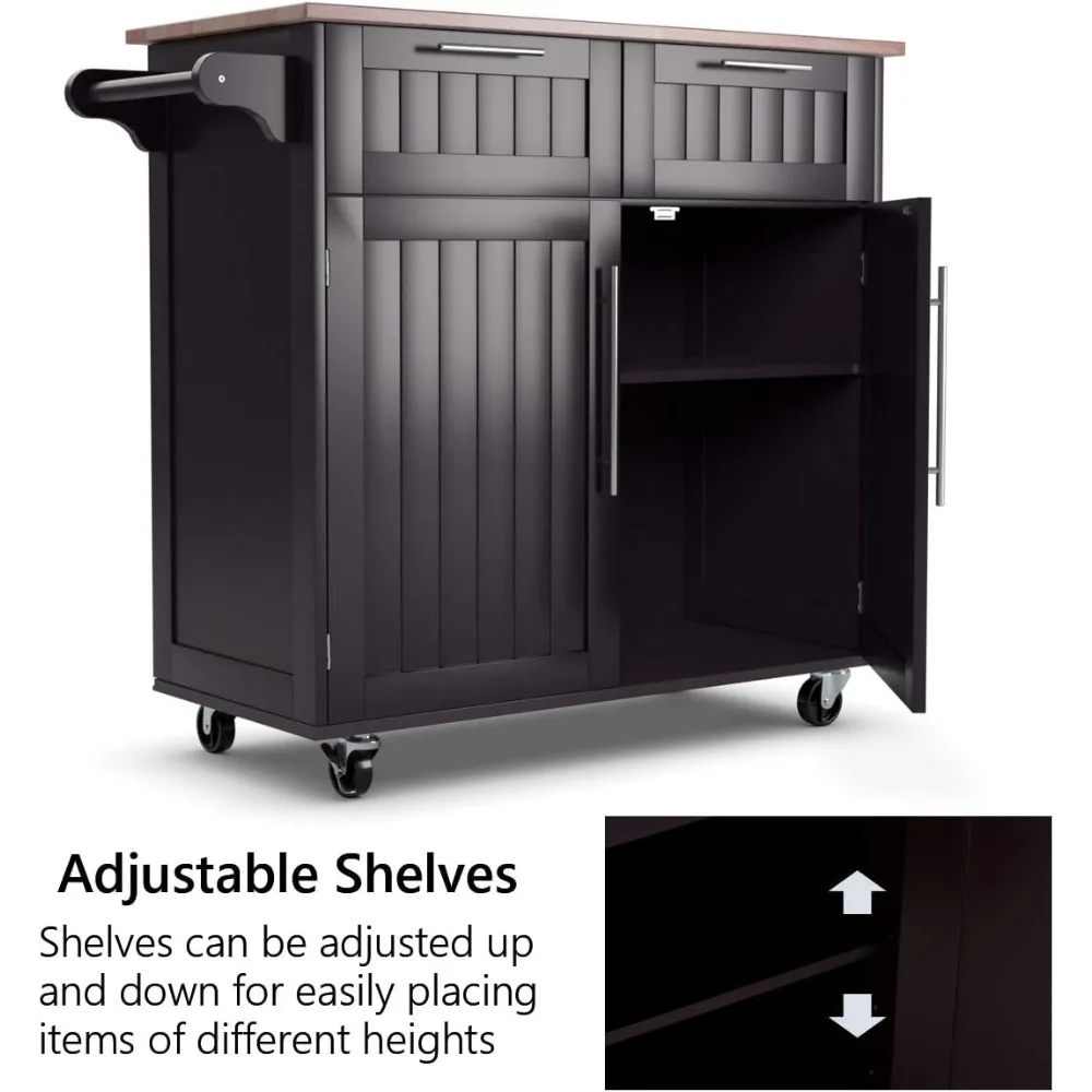 Giantex المطبخ جزيرة عربة المتداول عربة التخزين جزر المزرعة المنزل القهوة بار تخدم عربة المرافق مع الأدراج ، كابينة #5