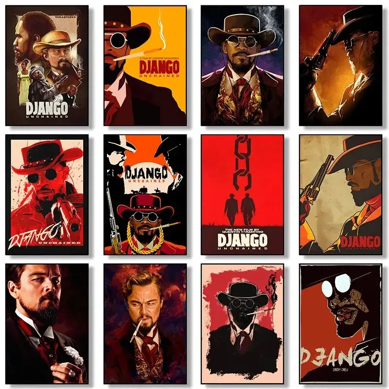 Quentin Tarantino's Django Unchained Film Poster Vintage Prints and Canvas Painting, Ideal Wall Art for Home Room Decor