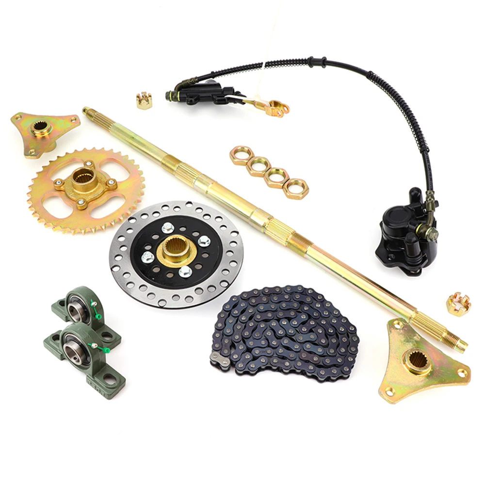 

Задняя ось 610 мм в сборе с 428 # 37T звездочка 160 мм тормозной диск UCP204 подшипник M8 * 3 ступица колеса подходит для DIY UTV ATV багги велосипедные детали