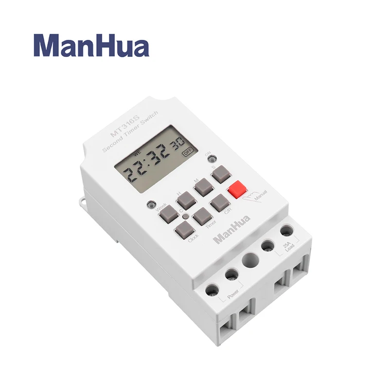 ManHua MT316S 220VAC 25A Din Rail Programmable Electronic Timer For Universal Electric Appliance Digital Timer Switch