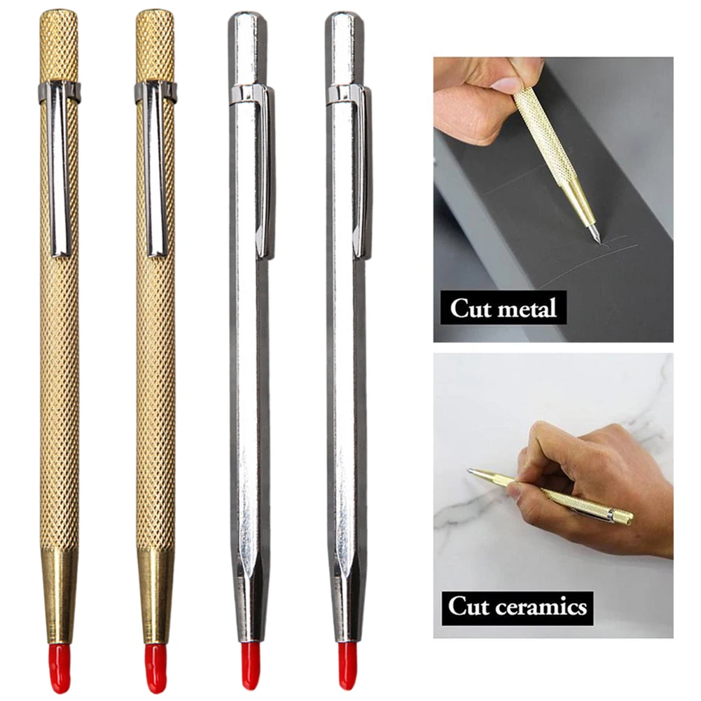 4 Pcs Glass Cutting Tool Diamond Glass Cutter Carbide Scriber Hard Metal Tile Machine Lettering Pen Engraver Glass Scriber