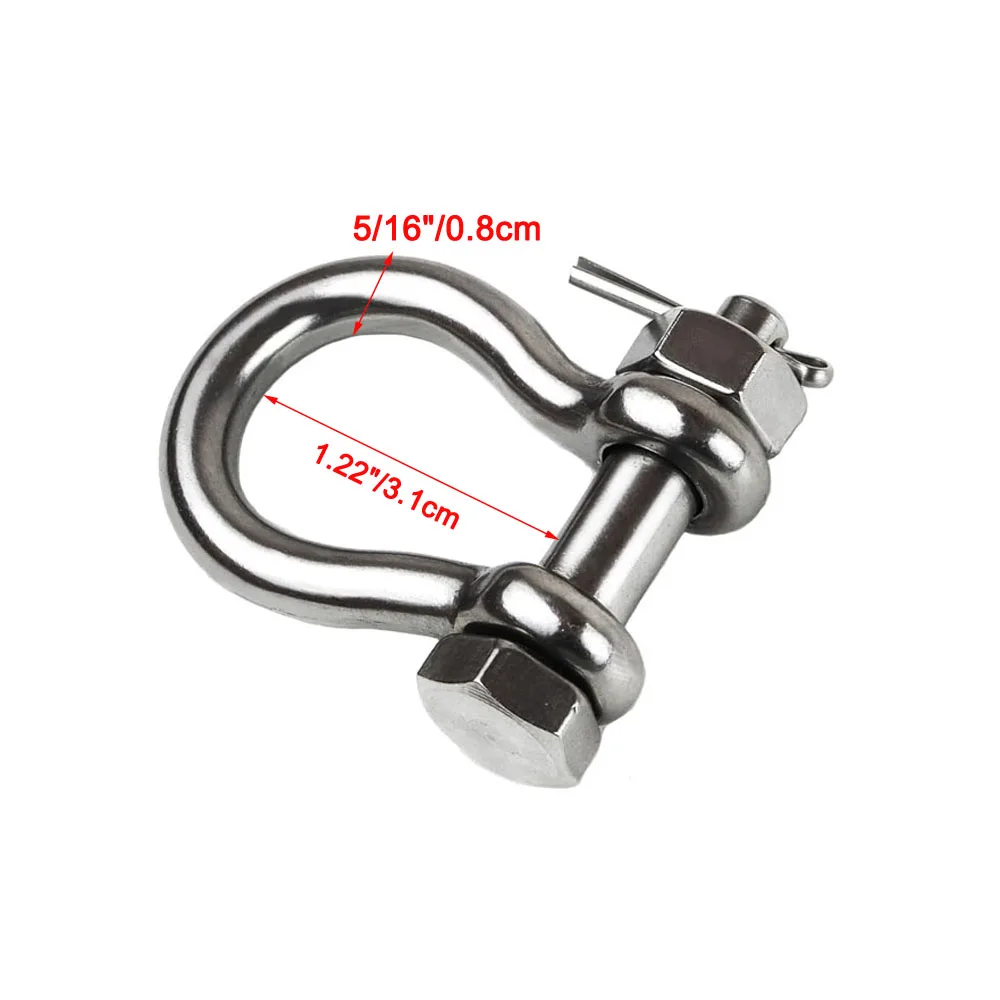 6PCS Marine anchor chain ring - 304 stainless steel marine grade bow end chain ring with pins - bow-shaped safety release hook