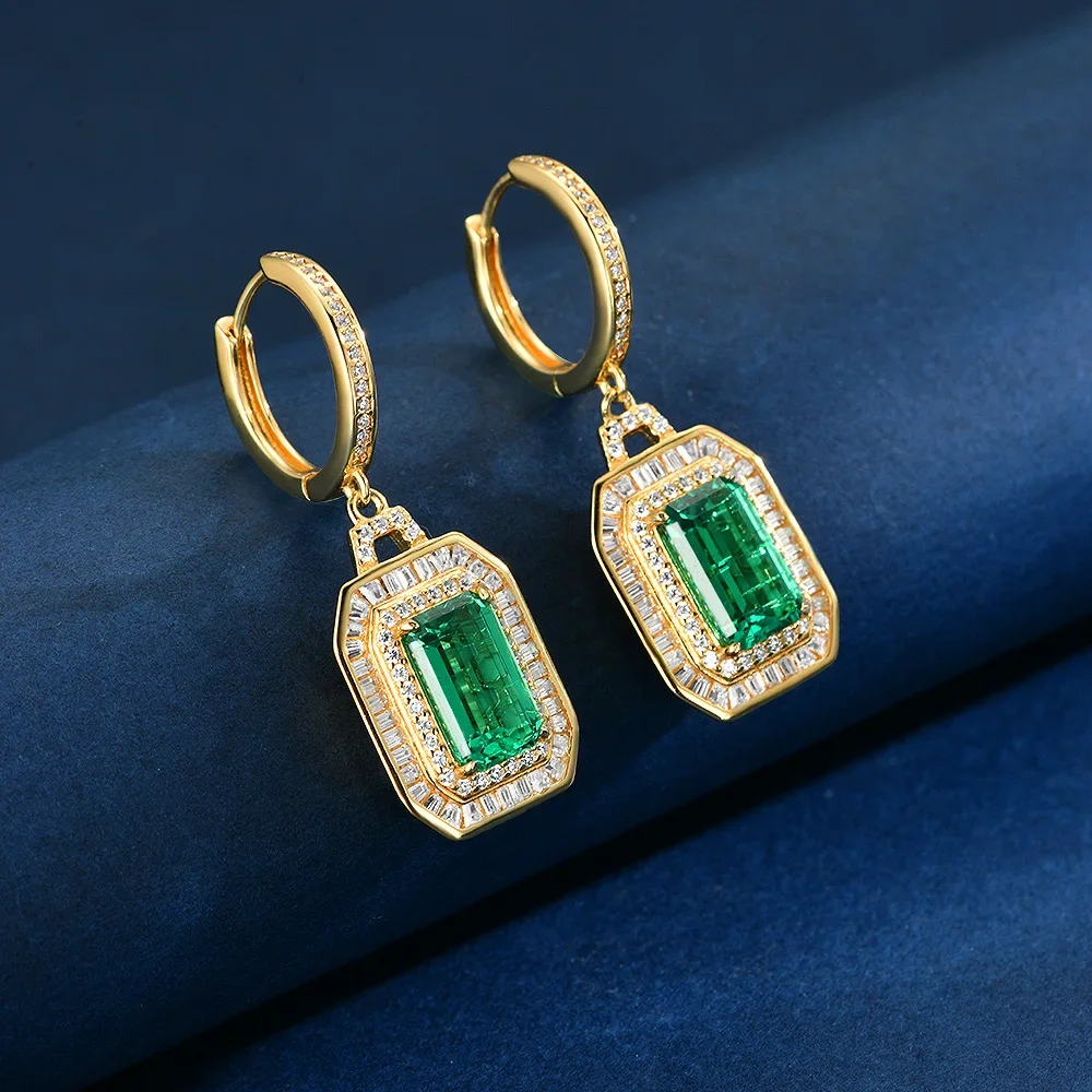 

HOT SALE S925 silver inlaid 2.5ct cultivated spinel cornflower blue 6 * 10 fashionable ear buckle earrings for wedding jewelry